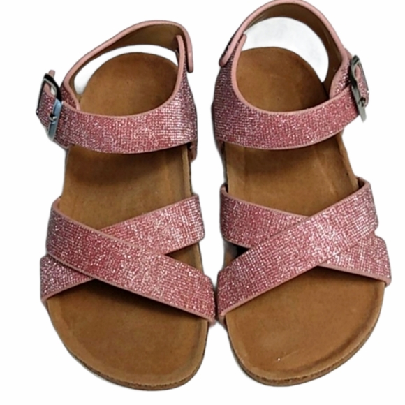 Toddler Girls Glitter Bling Pink Strappy Sandals - Picture 2 of 8
